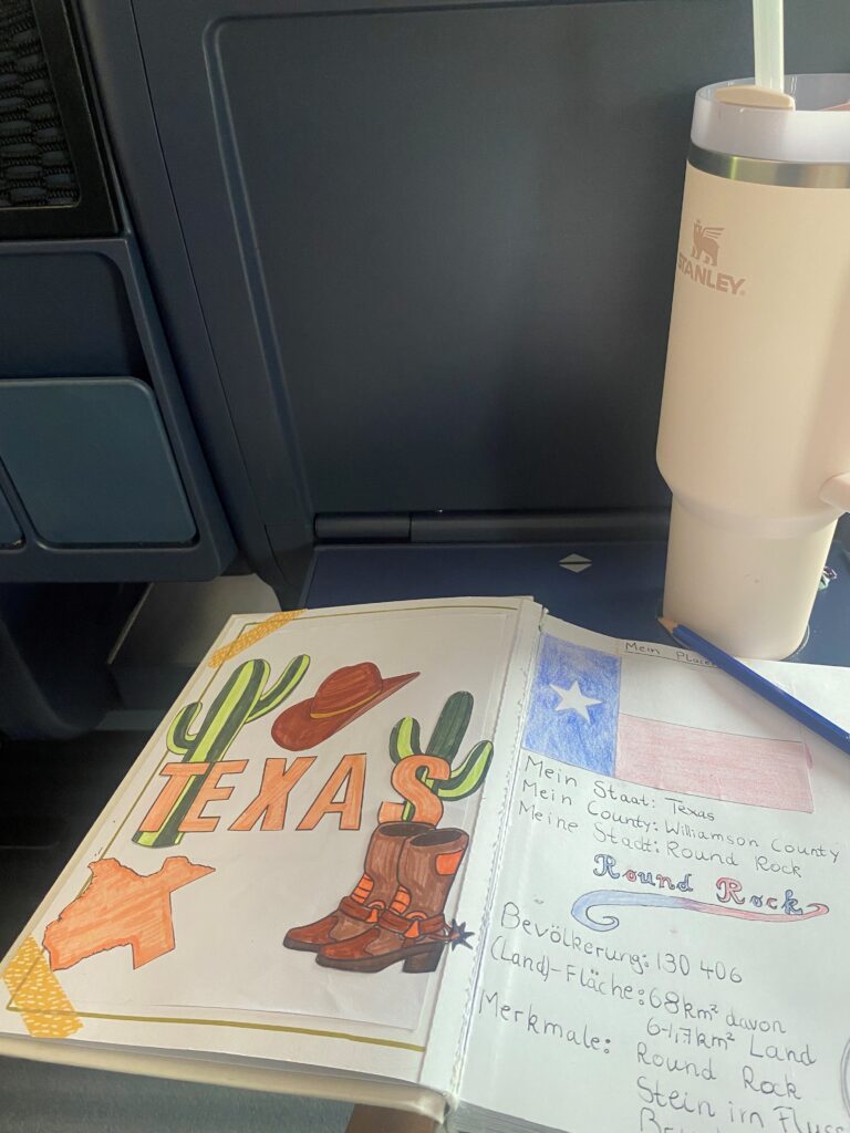 Abschiedsbuch Seite über Texas