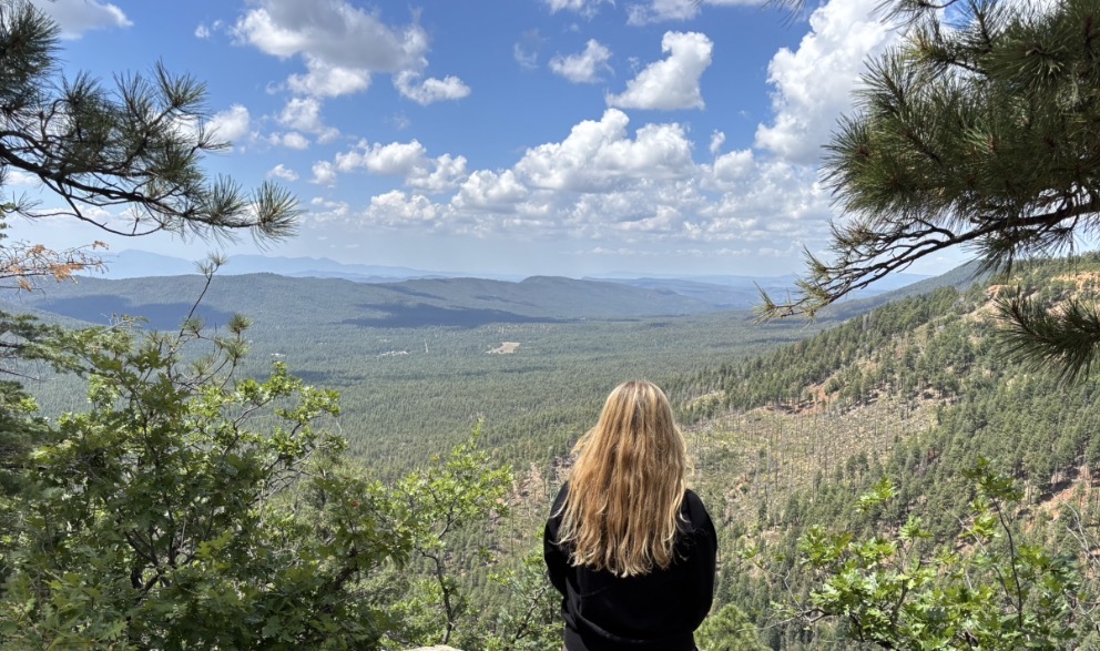 Lea schaut auf die weite Landschaft Arizonas