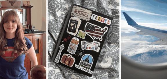 Helene, ihr Reisetagebuch und der Blick aus dem Flugzeugfenster