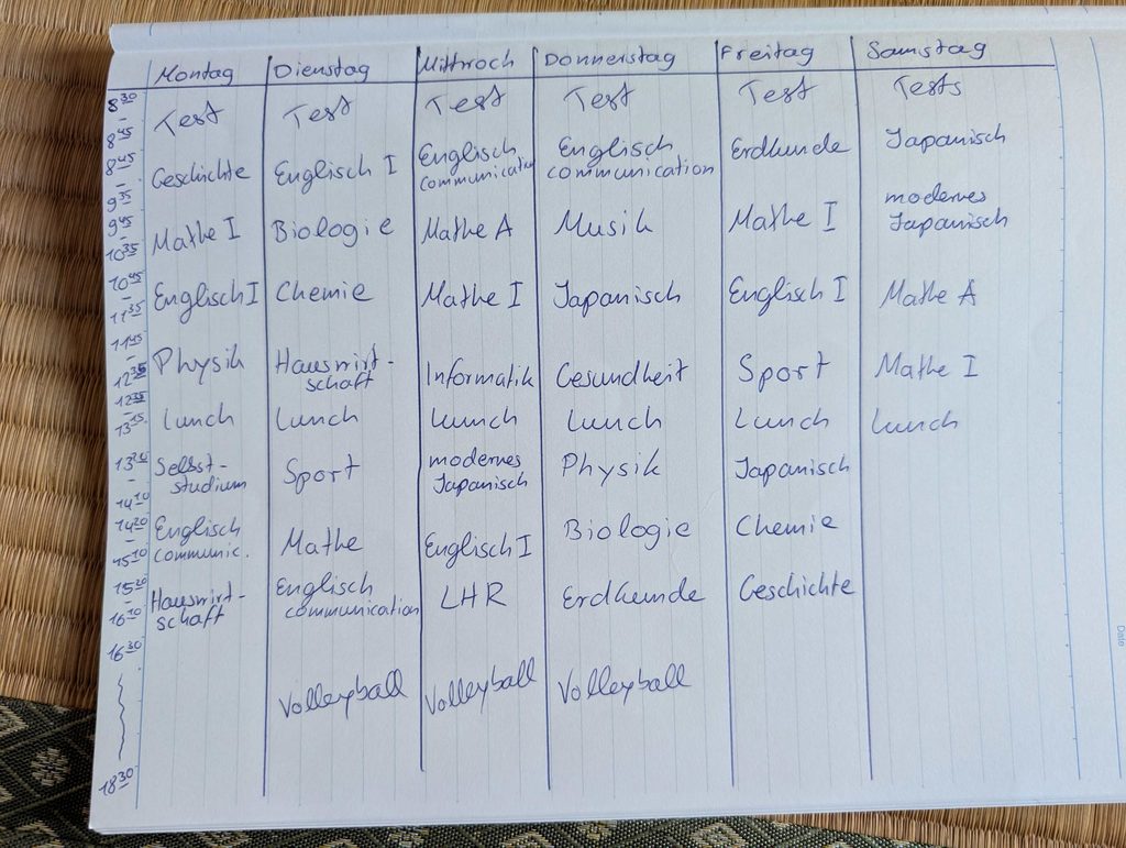 Foto von Marlenes Stundenplan
