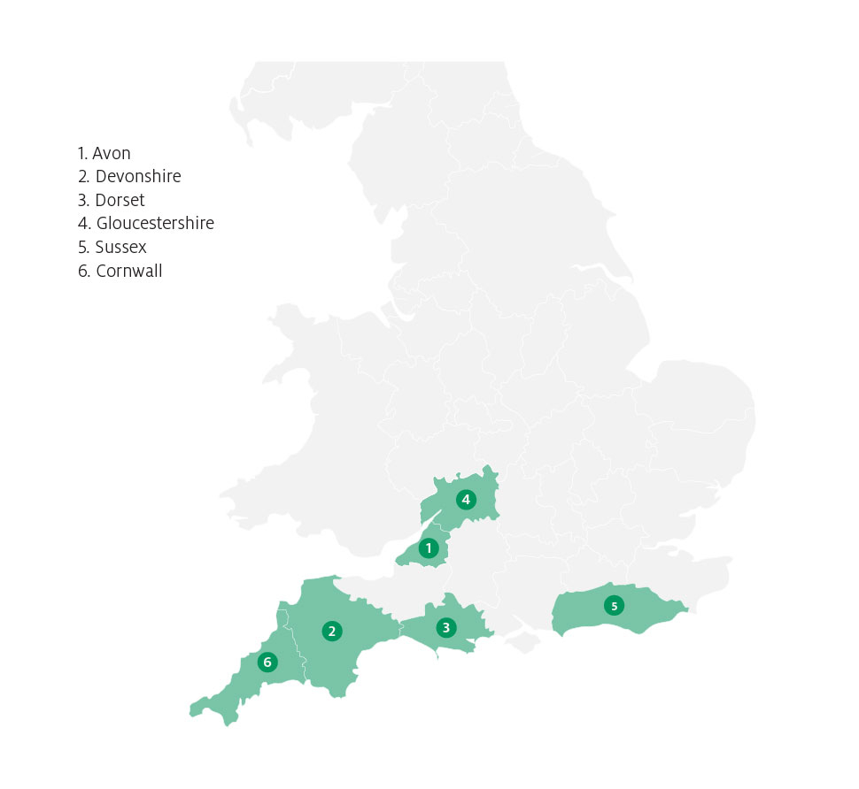Regionswahl England flex Programm Karte